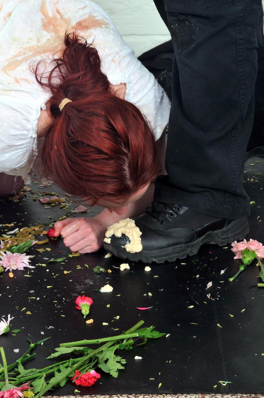16P Messy slave Sachas humiliation and insane food domination of redhead slut in ext