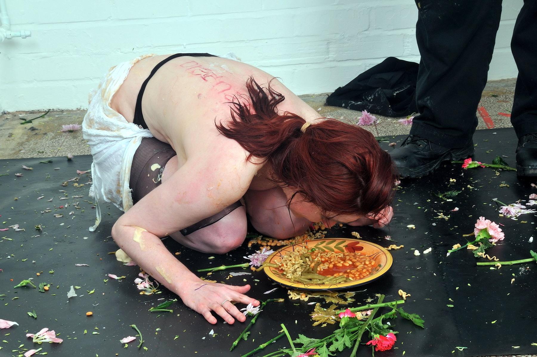 16P Messy slave Sachas humiliation and insane food domination of redhead slut in ext