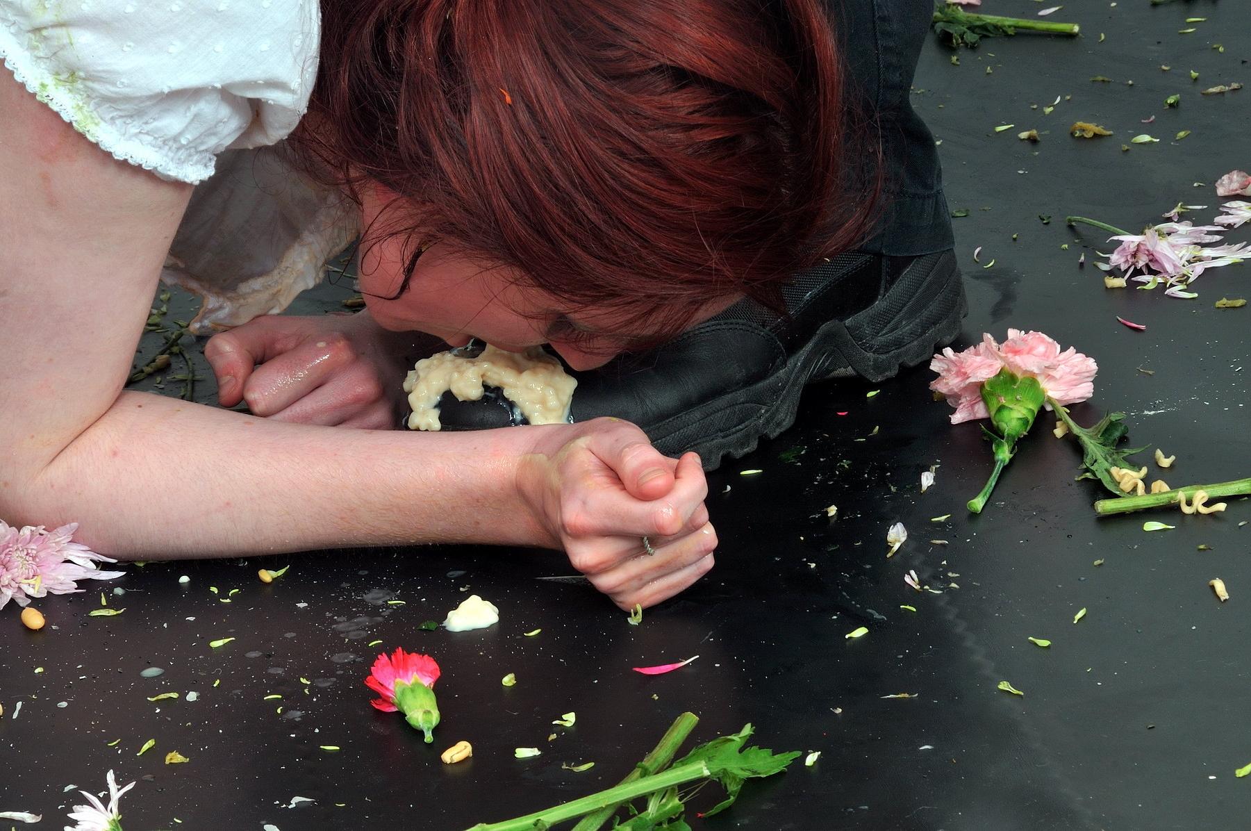 16P Messy slave Sachas humiliation and insane food domination of redhead slut in ext