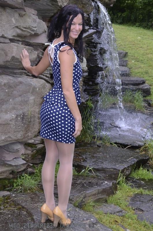 16P London River in polka dot dress dungeon bound for wet orgasms