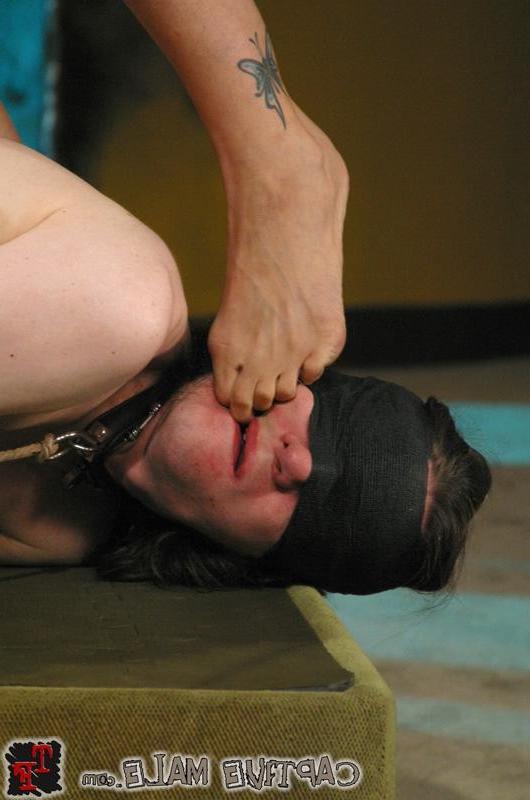 18P Amber Rayne strapon Mistress dominates bound slave
