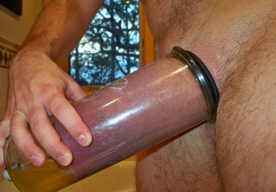 17P Kinky gay gets pumping his cock and balls