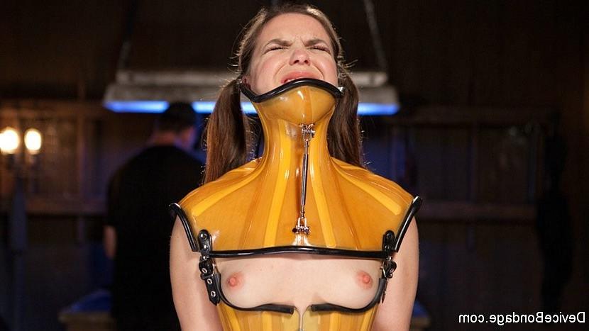 23P Juliette March bound in latex and metal is spanked and toyed to orgasm