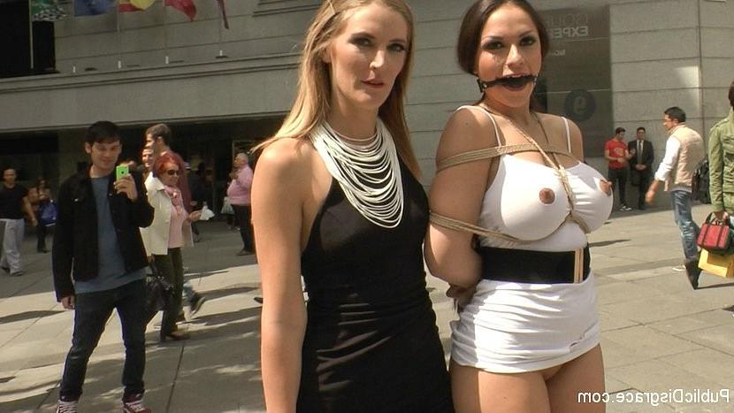 24P Marta La Croft busty spanish model bound and public dragged through Madrid by le