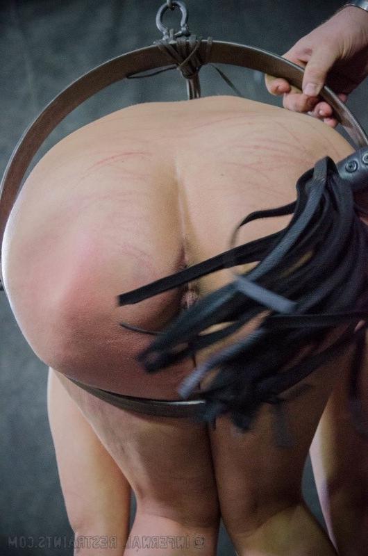 16P Penny Barber is rope bound with tits exposed and pussy toyed