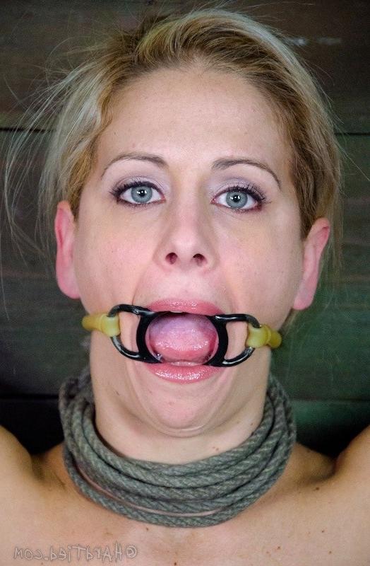16P Cherie DeVille busty blonde bound in rope with nipples clamped