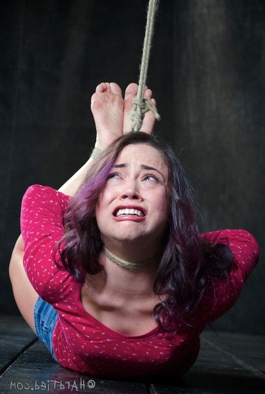 16P Kristina Rose is rope bound on the floor her mouth gagged