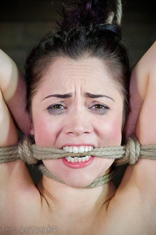 16P Kristina Rose is rope bound on the floor her mouth gagged