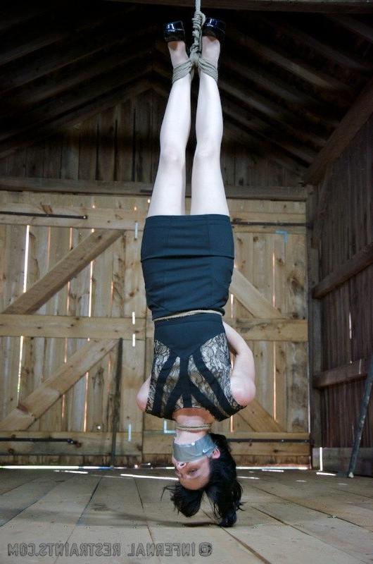 16P Elise Graves bound upside down with kinky toys making her scream