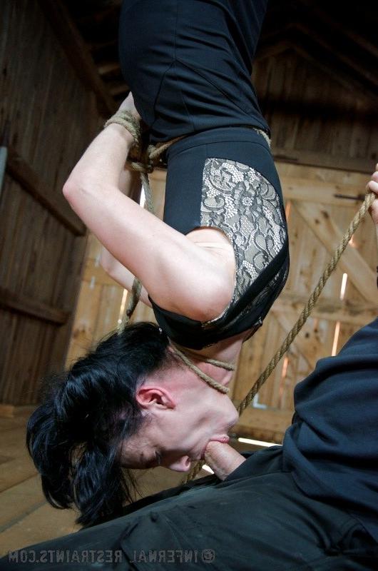 16P Elise Graves bound upside down with kinky toys making her scream