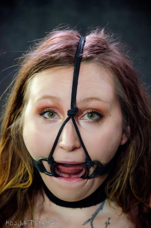 16P Mollie Rose tattoo babe rope bound her mouth spread in dungeon