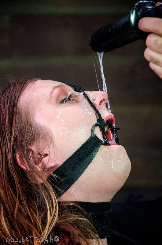 16P Mollie Rose tattoo babe rope bound her mouth spread in dungeon