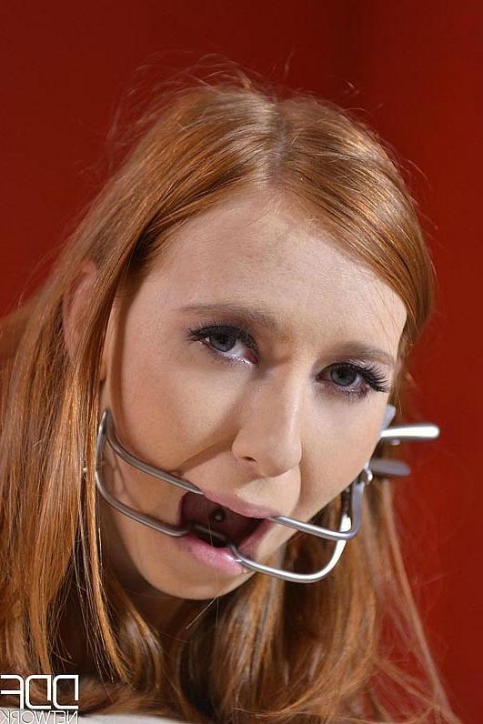 16P Billie Star busty lezdom spanks naked bound with mouth spreader submissive Linda