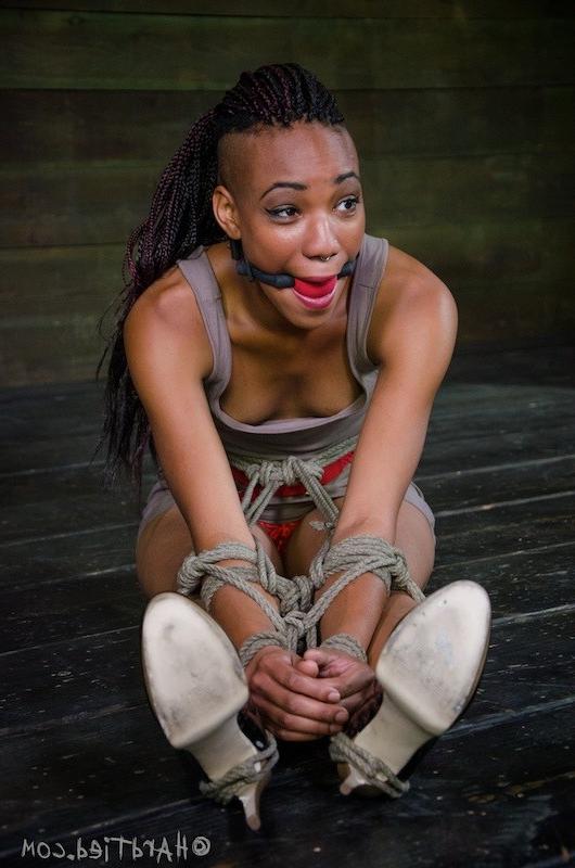16P Nikki Darling with red panties is rope bound and made to cum