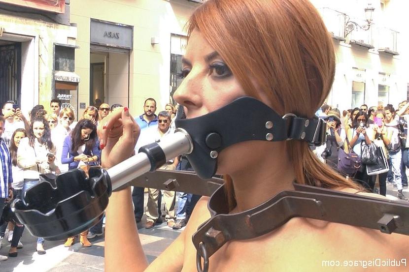 18P Bianca Resa spanish babe public bound led through the streets of Madrid to servi