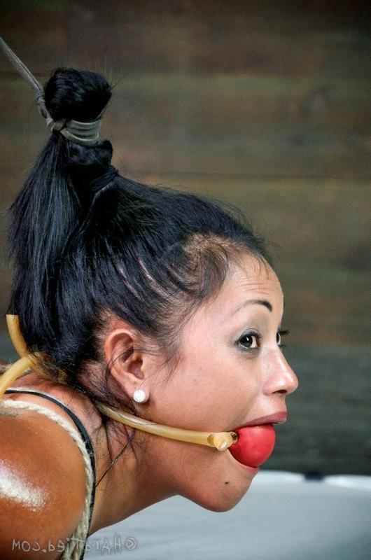 16P Maxine X busty babe bound in rope her tits and pussy clamped