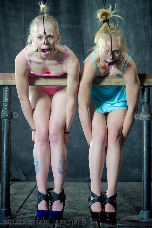 16P Tracey Sweet and Sarah blondes ballgagged and bound together