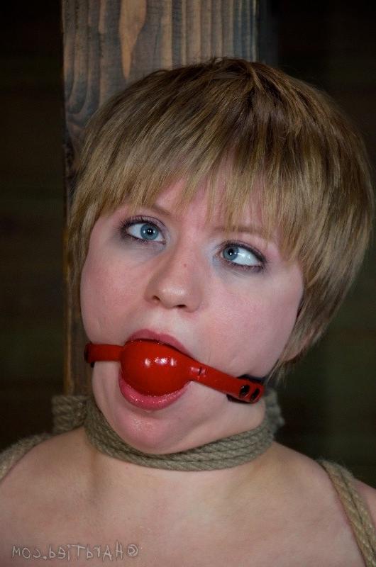 16P Alani Pi in orange dress is rope bound and toyed to orgasm