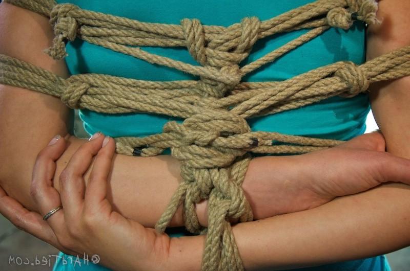 16P Rain DeGrey busty blonde bound in rope with ballgag is made to cum