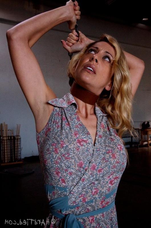 16P Cherie Deville sexy blonde bound in rope her shaved pussy toyed