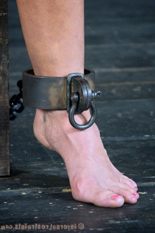 16P Cherie Deville busty blonde bound in chains her tits clamped