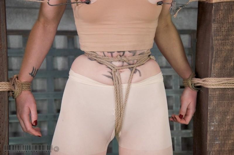 16P Hazel Hypnotic is bound in rope her shaved pussy vibrated to orgasm