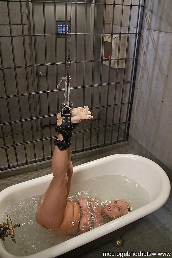 15P Tamra Toryn hot blonde is bound in prison and dunked in bathtub