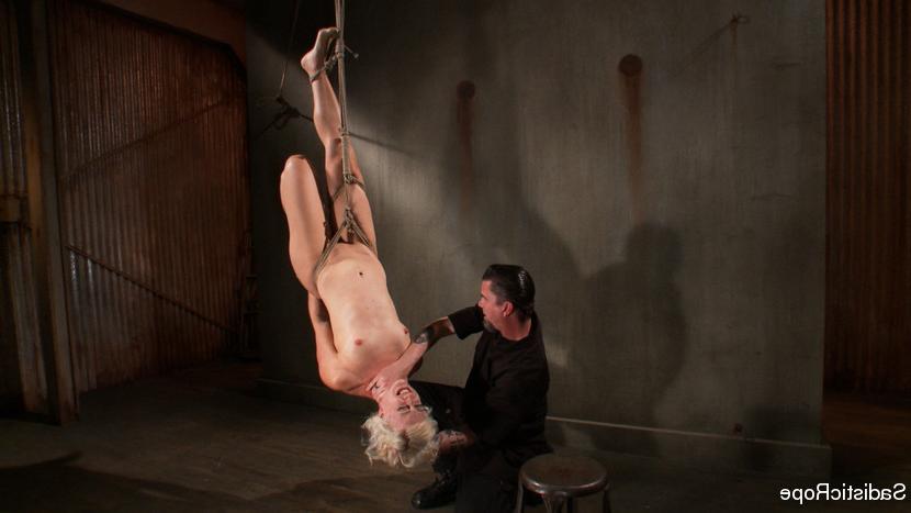 16P Dylan Ryan tall naked blonde is rope bound and spanked