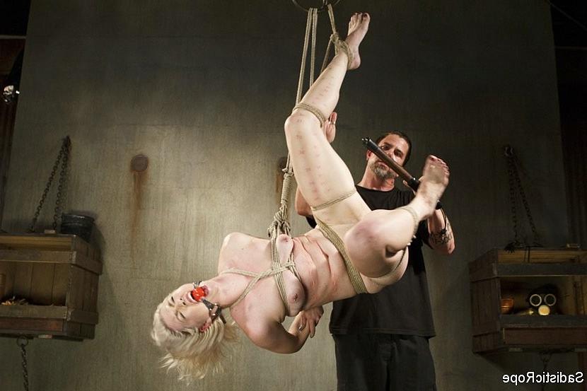 17P Ella Nova hot blonde is bound in rope her pussy toyed to orgasm