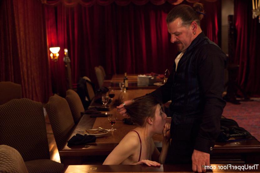 16P Odile and slave girls bound and whipped to fuck on dinner table