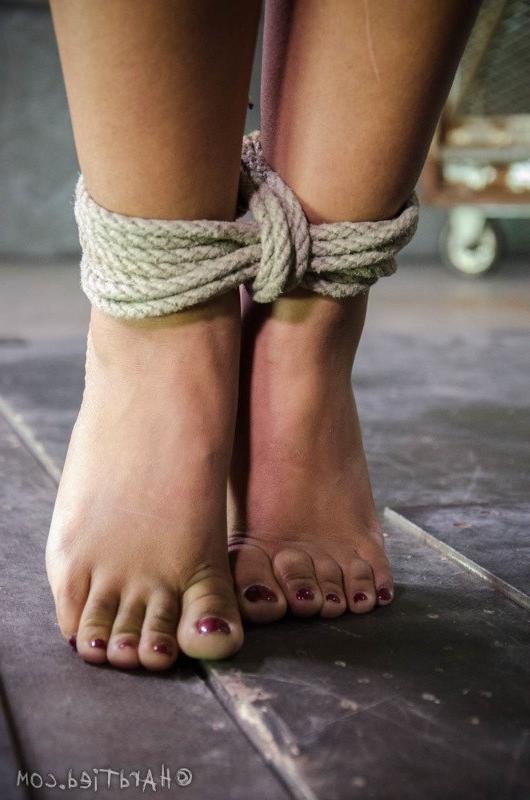 16P Skin Diamond is rope bound to a cross with toys made to orgasm