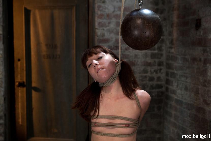 15P Miss Haize is bound on her knees made to suck master hard cock