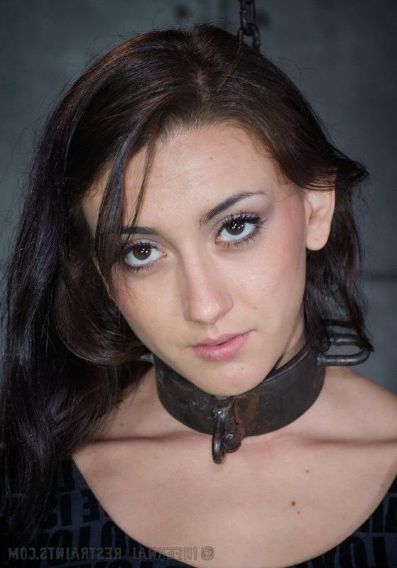 16P Mandy Muse short dress submissive is bound in chains her mouth gagged