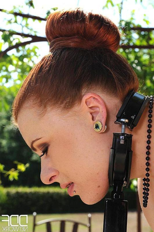 16P Isabel Dean is bound outdoors with extreme toys by latex domina Cheryl S