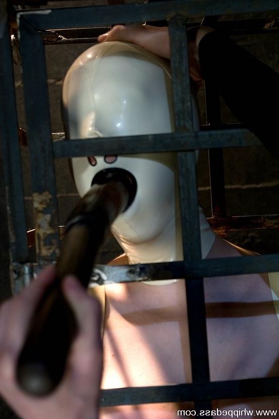 15P Latex Cherry Torn with nude breasts bound spanked and vibed