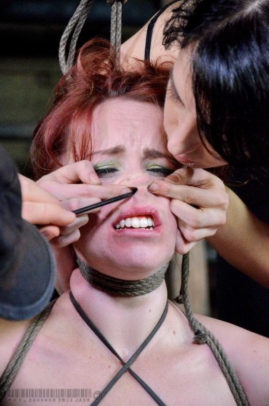 16P Bella Rossi and Rain Degrey bound in dungeon by lezdom
