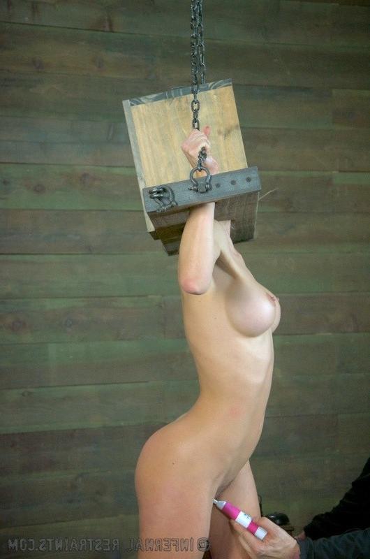 16P Cherie DeVille in dress is chain bound and pussy machine fucked