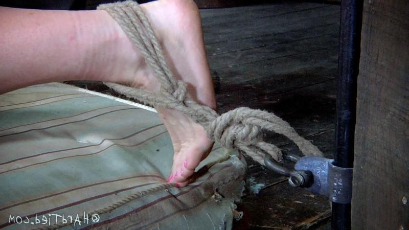 16P Cici Rhodes bound in rope with mouth spreader making her dribble