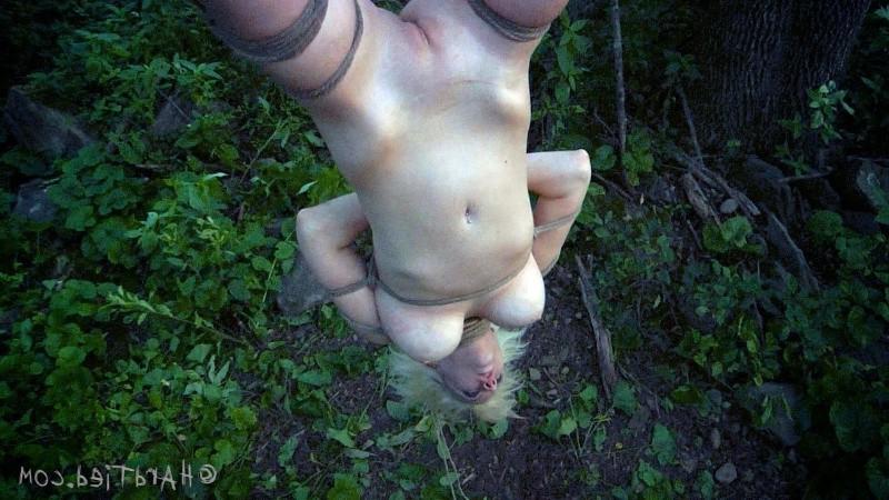 16P Cherry Torn captured and bound in the woods made to suck cock