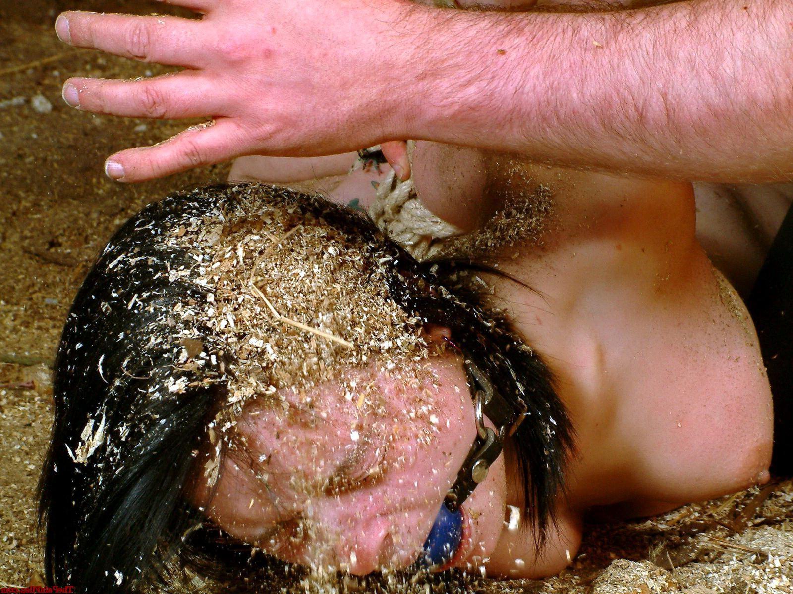 16P Pixies teen bondage and filthy humiliation of ballgagged messy slavegirl in dirt