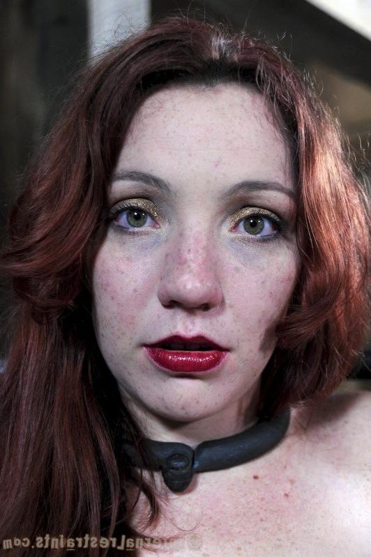 16P Maggie Mead bound in chains and milked by machine
