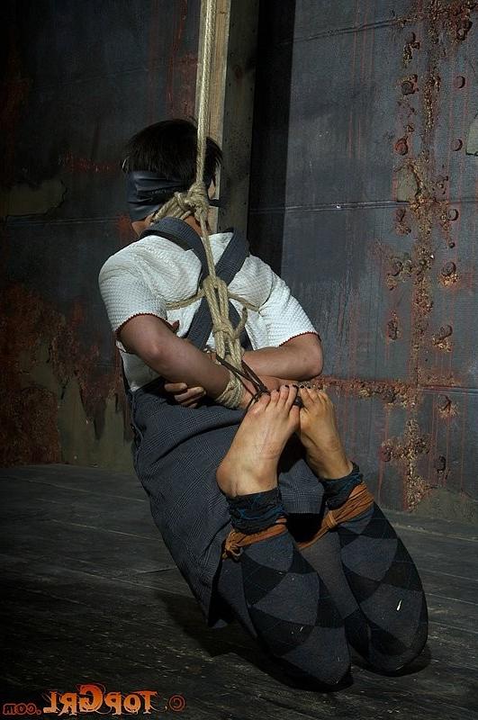 16P Mei Mara brutal sub rope bound in different positions by lezdom