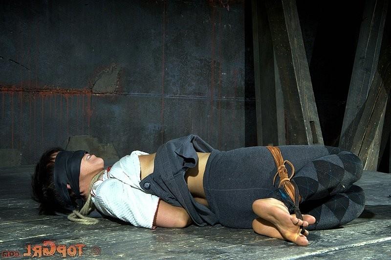 16P Mei Mara brutal sub rope bound in different positions by lezdom