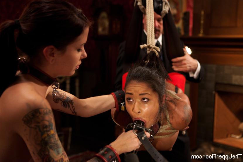 16P Skin Diamond and Krysta house slaves bound and made to face fuck