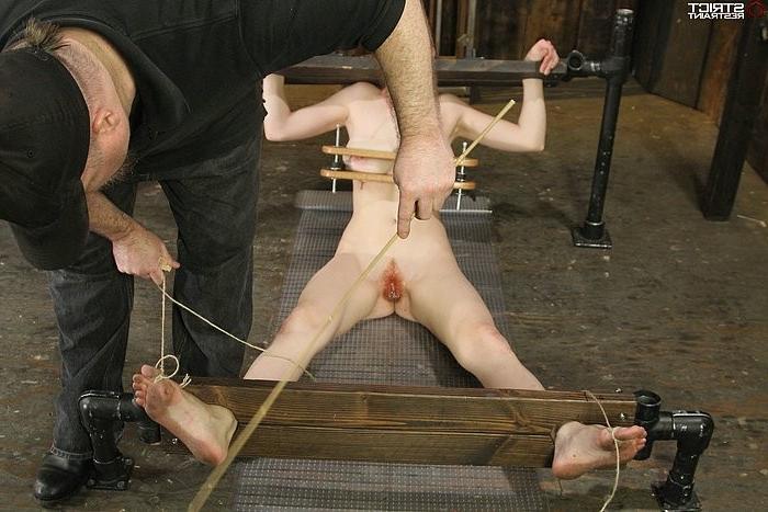 15P Holli Woods redhead her tits bound and spread for spanking