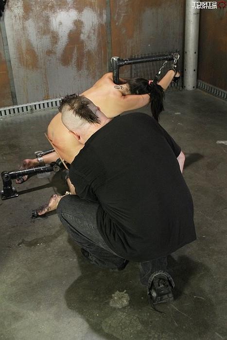 15P CeCe Stone is chain bound getting waxed and whipped by master