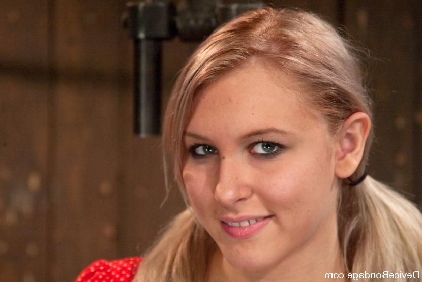15P 20yr old blond girl next door bound in hard metal, stripped, mad