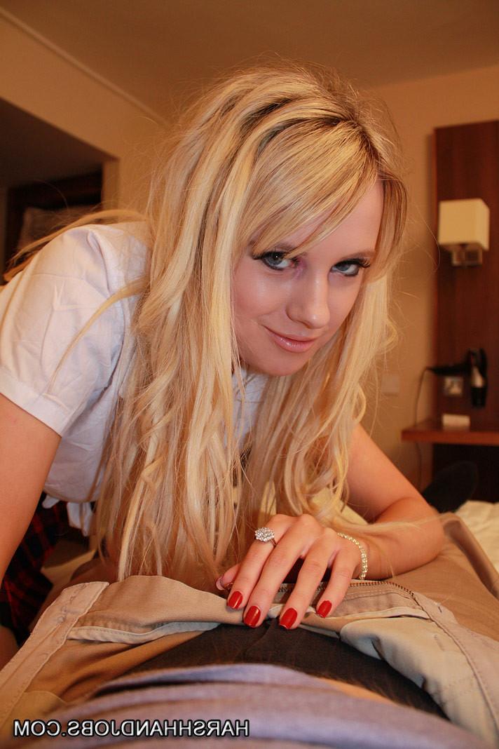 20P A cute blonde treen gives a teacher a rather harsh handjob