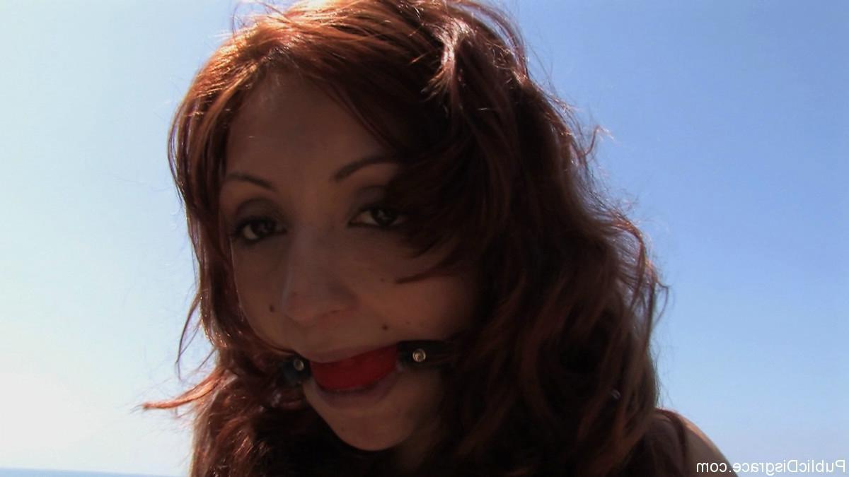 24P Spanish redhead tied up, stripped bare, and fucked on streets