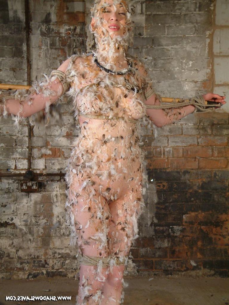 15P Bound blad Asian slavegirl tarred and feathered